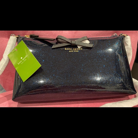 BNWT Kate Spade Mavis Street Amy Blue Glitter Crossbody & Wallet SET! - Picture 2 of 15